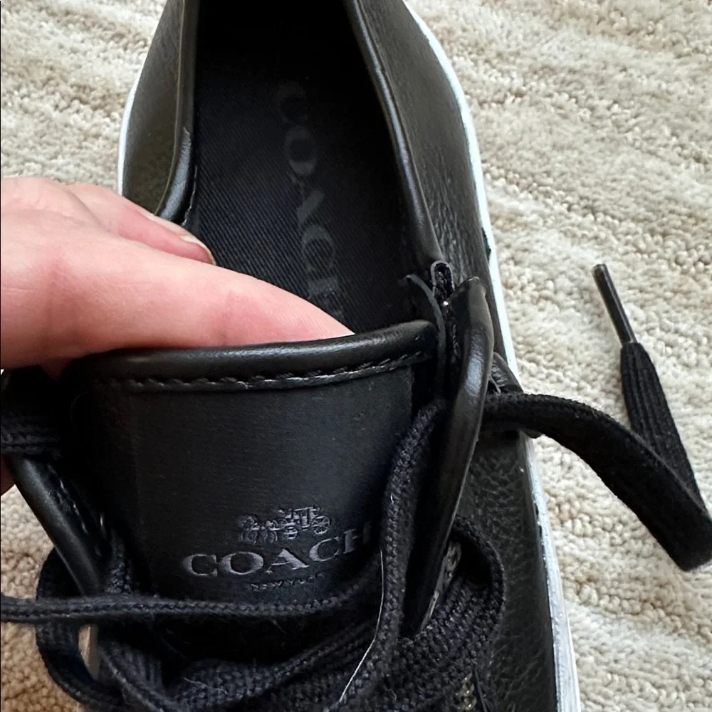 NWOB COACH Empire Zip Lace-Up Sneakers Leather Black Size 6.5